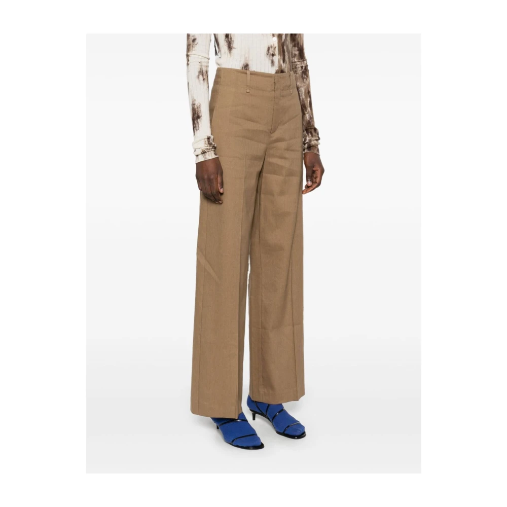 Alysi Bruine Broek met Olijfgroene Details Brown Dames