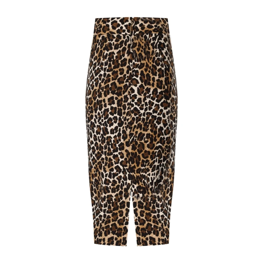 Elisabetta Franchi Animal-Print Midi Rok met Split Brown Dames