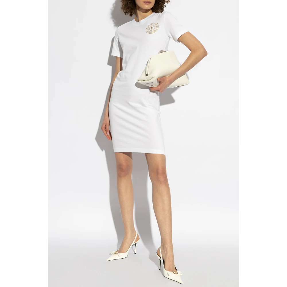 Versace Jeans Couture Jurk met bedrukt logo White Dames