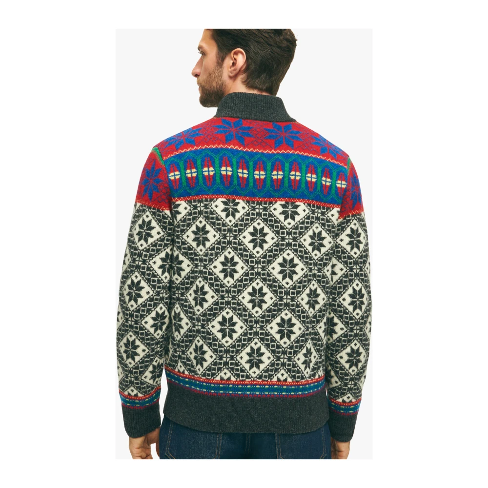 Brooks Brothers Multi-Colored Lammywollen Cardigan Beige Heren