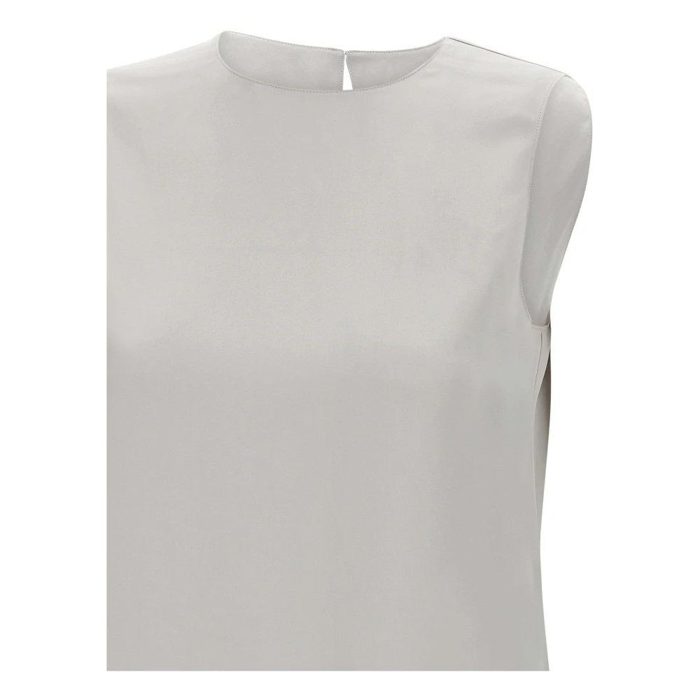 Theory Zijden Georgette Mouwloze Top Grijs Gray Dames