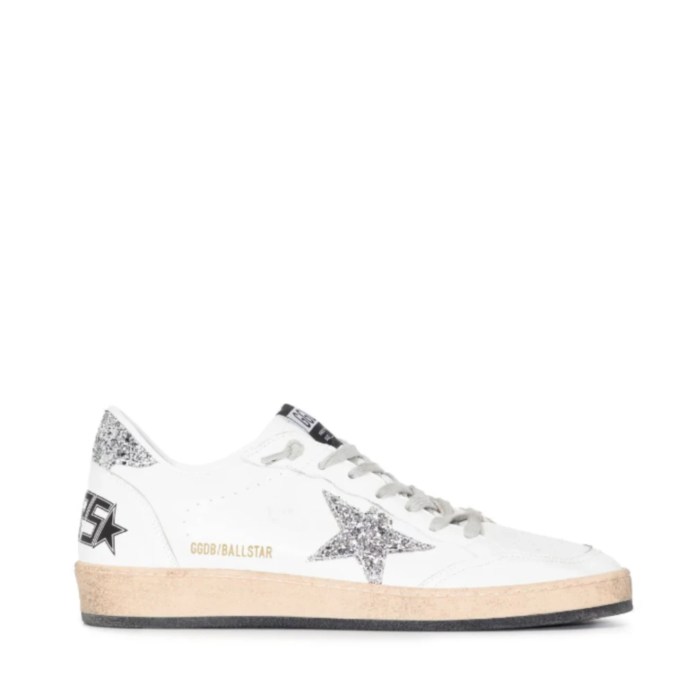 Golden Goose Stjärna Glitter Sneakers i vitt och svart White, Dam