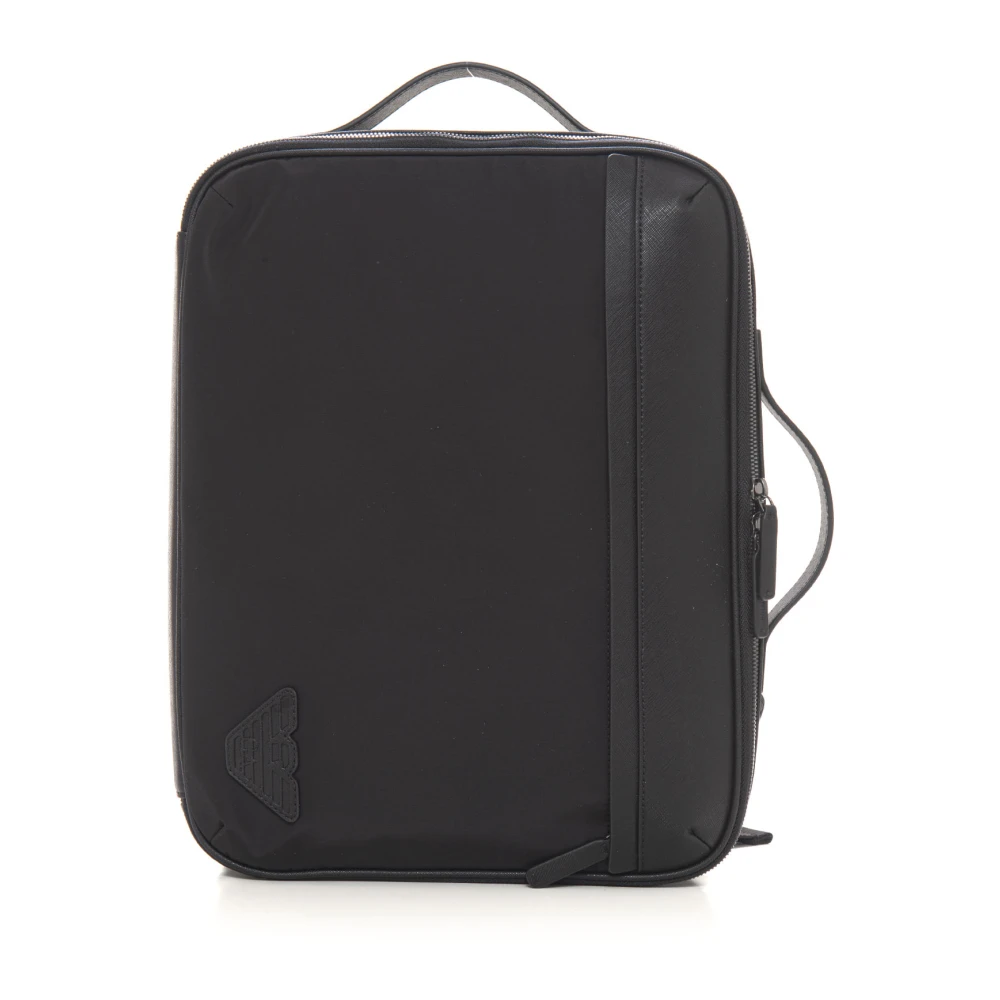 Emporio Armani Klassieke Leren Aktetas voor Professionals Black Heren