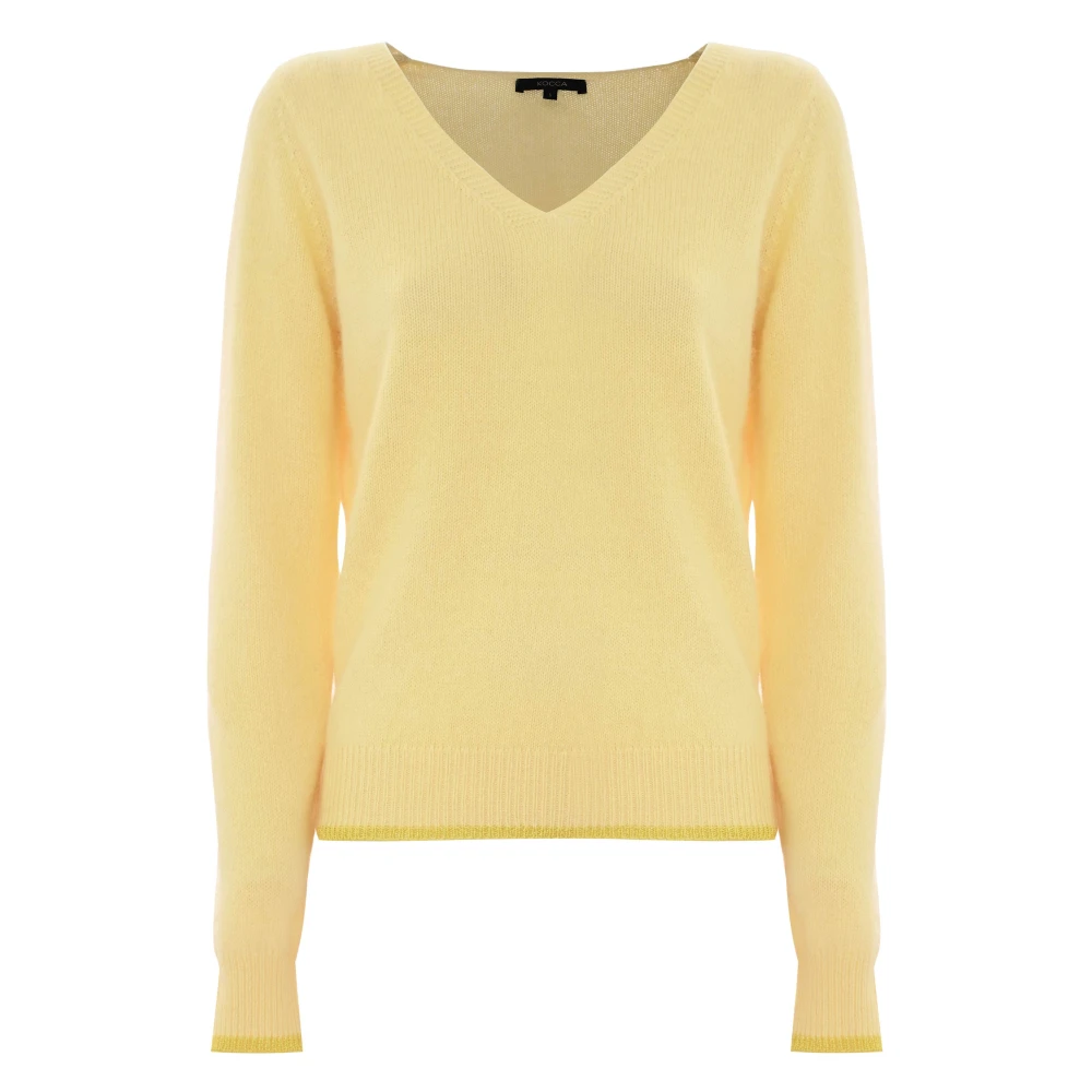 Kocca Angora Ull V-ringad Jumper Yellow, Dam