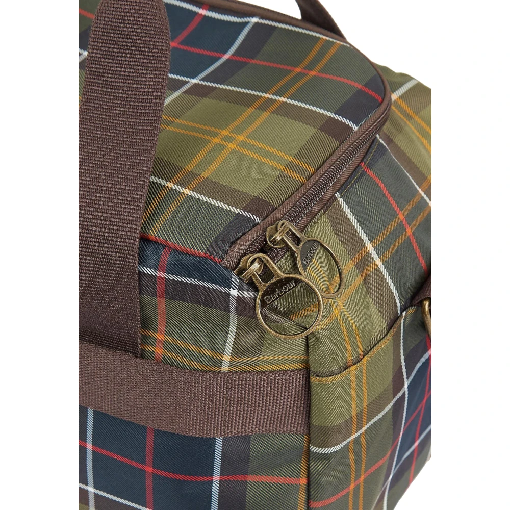 Barbour Tartan Flight Bag met meerdere compartimenten Green Heren