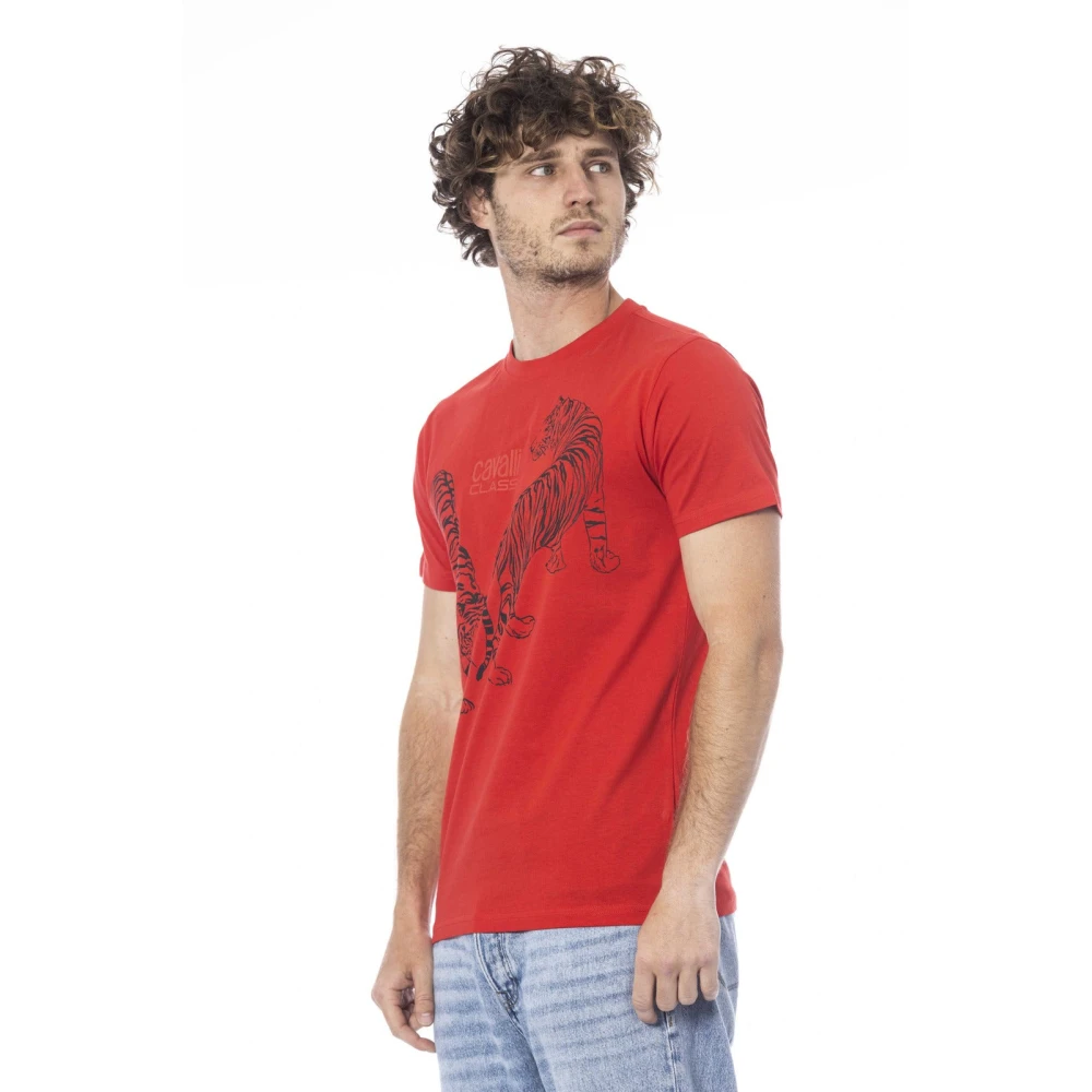 Cavalli Class Logo Print Korte Mouw T-shirt Red Heren