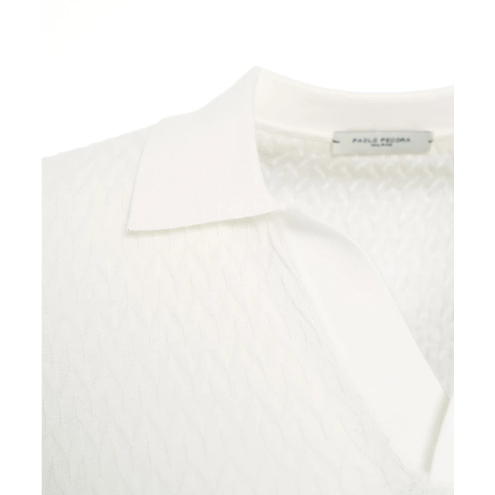 Paolo Pecora Wit Gebreid Poloshirt White Heren