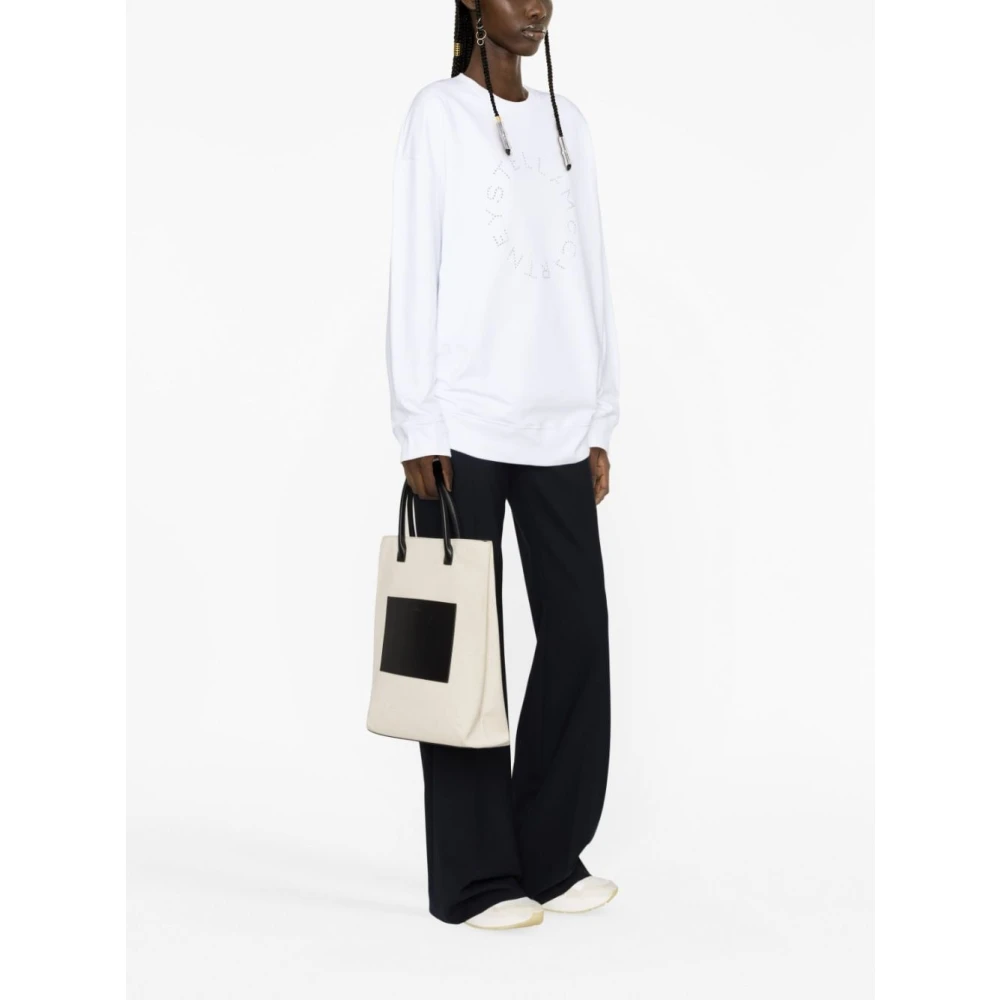 Stella Mccartney Puut Wit Rhinestone Logo Sweatshirt White Dames