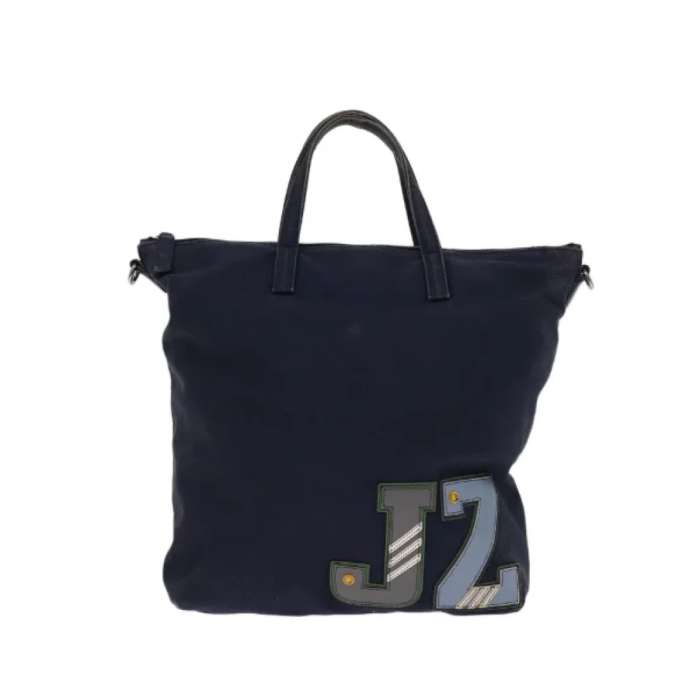 Prada Vintage Pre-owned Cotton handbags Blue Dames