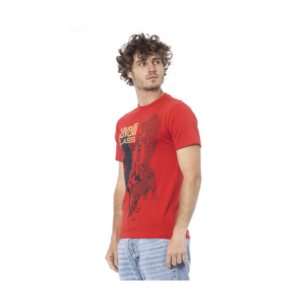 Cavalli Class Logo Print Korte Mouw T-Shirt Red Heren