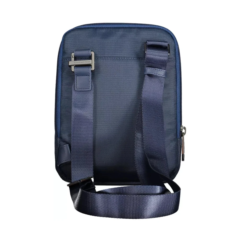 Piquadro Blauwe Rpet Schoudertas met Verstelbare Band Blue Heren