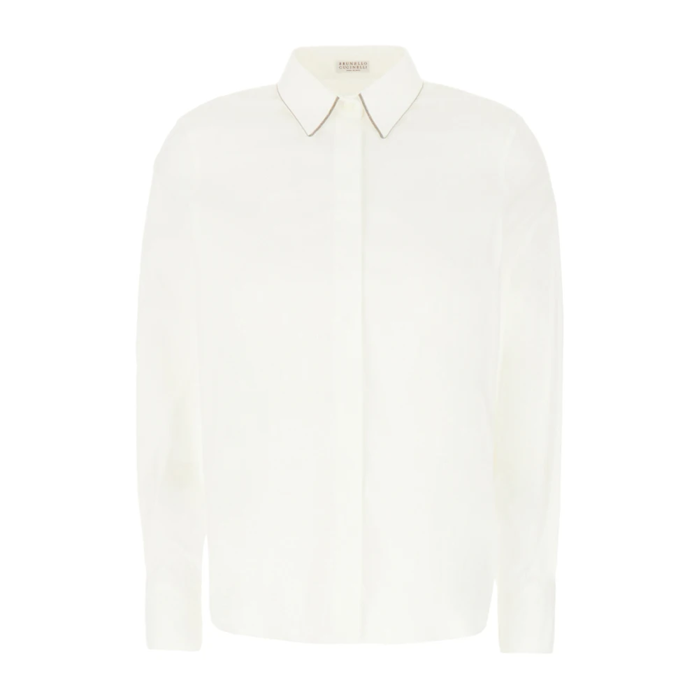 Brunello Cucinelli White Shirt With Monili - Female - Shirts - L - Blouses & Shirts