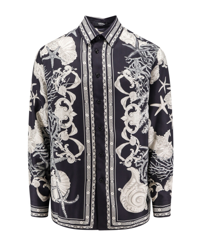 chemise-noire-en-soie-col-pointu