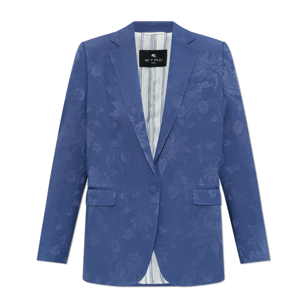 ETRO Satin blazer met bloemenpatroon Blue Dames