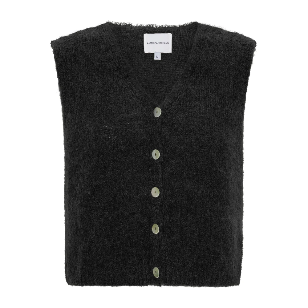 American Dreams Alpaca Wol Zwart Vest Black Dames