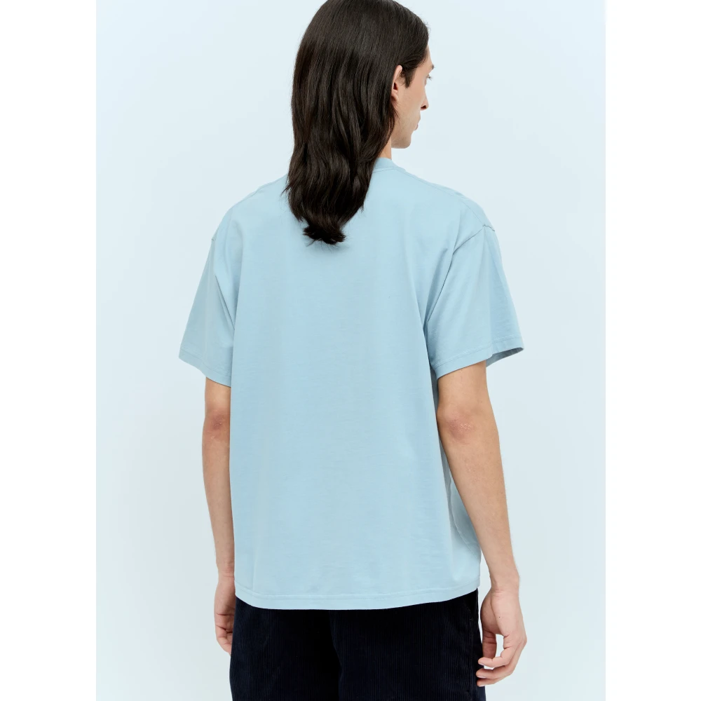 Brain Dead Katoenen Jersey Logo Print T-Shirt Blue Heren