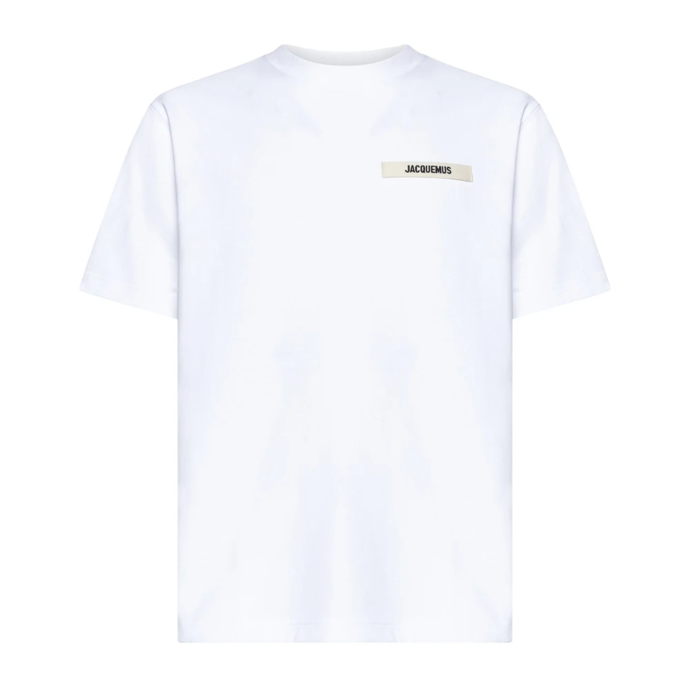 Jacquemus Wit Logo Patch Crew Neck T-shirt White Heren
