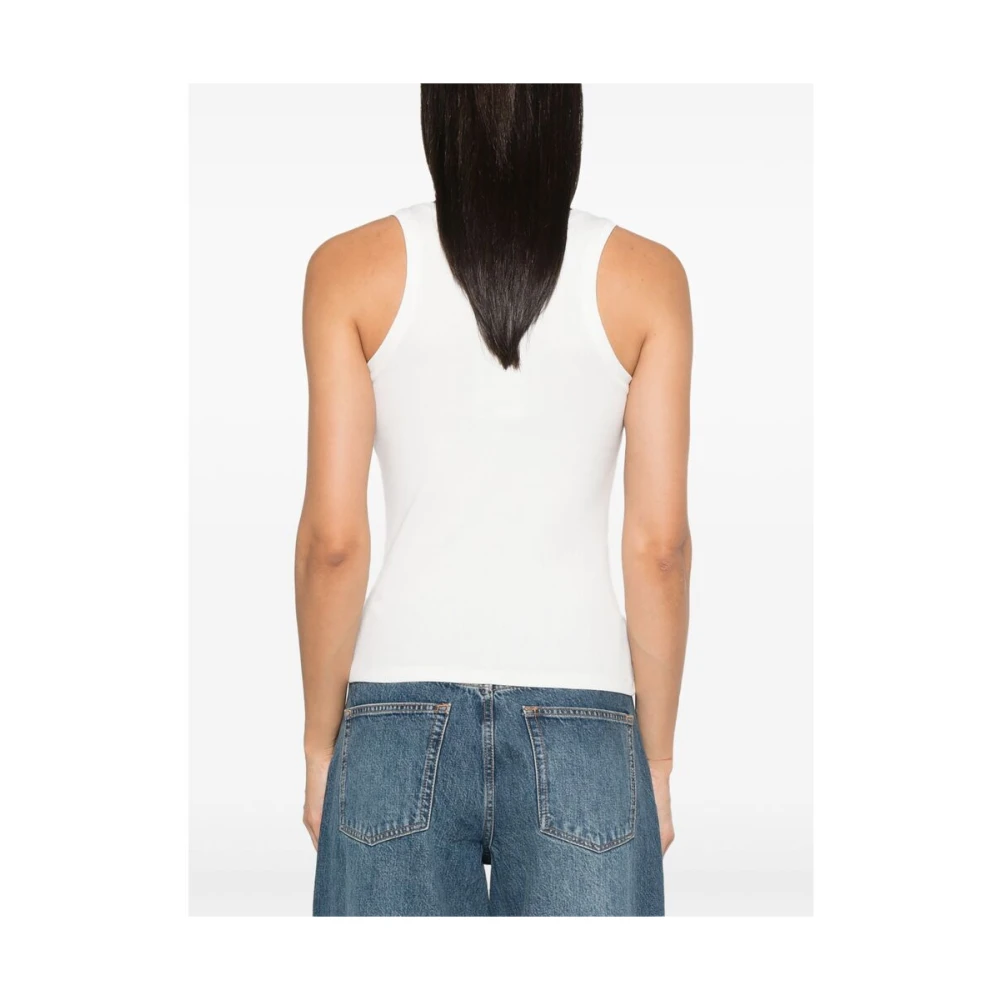 Anine Bing Witte Geribbelde Mouwloze Top White Dames