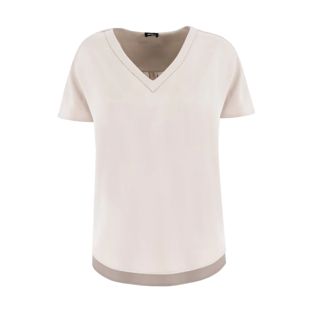 Kiton Zijden V-Hals T-Shirt voor Sportieve of Casual Look Beige Dames