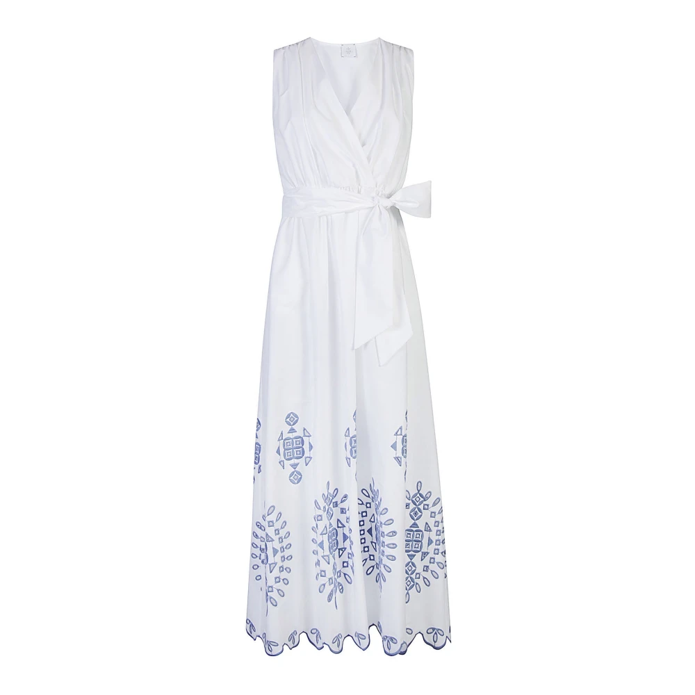 Eleventy White Midi Dresses, Female, Xs, Embroidered Stretch Cotton Dress