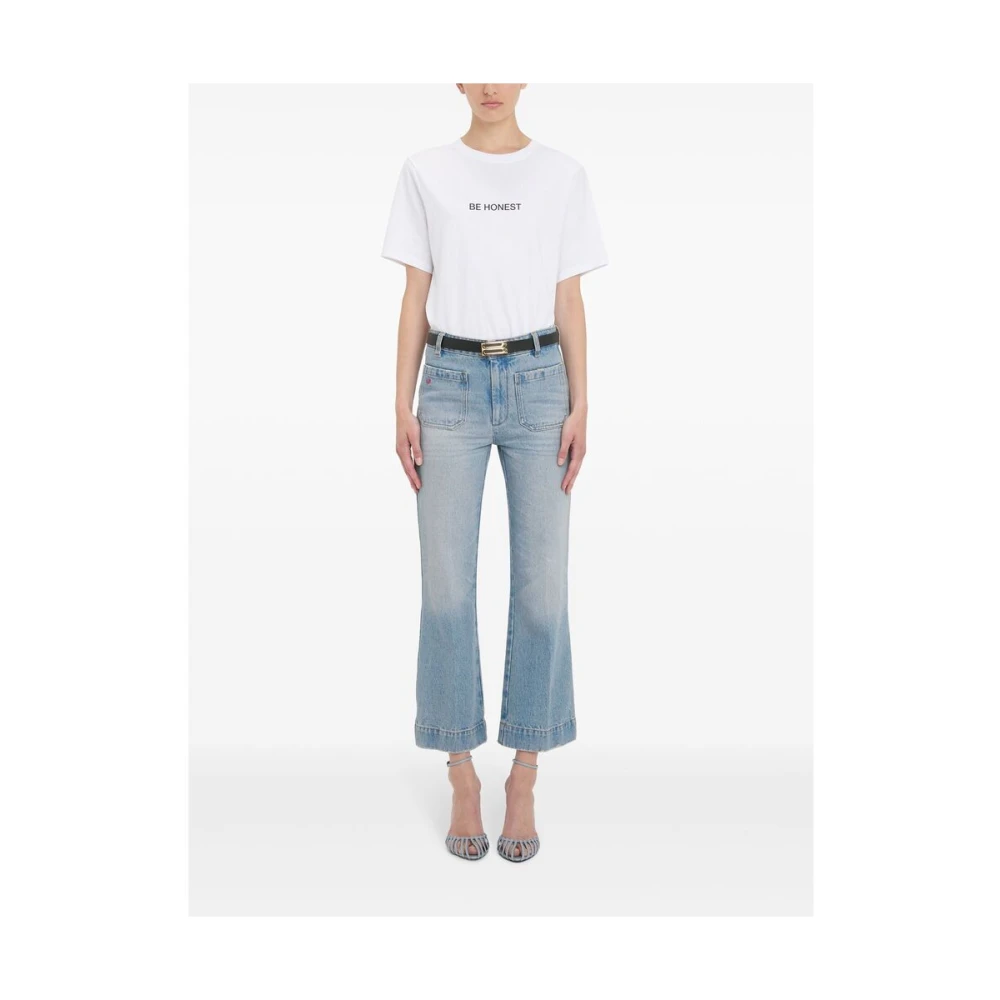 Victoria Beckham Blauwe Cropped Jeans met Zakken Blue Dames