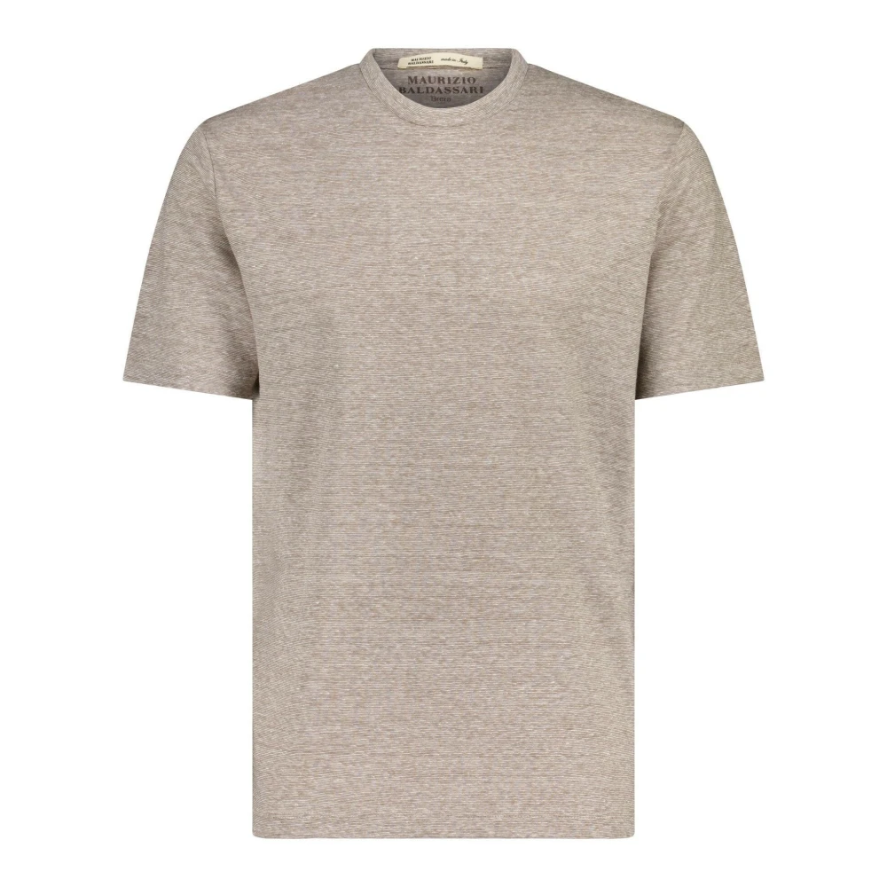 Maurizio Baldassari Linnen-Wolmix T-Shirt Beige Heren