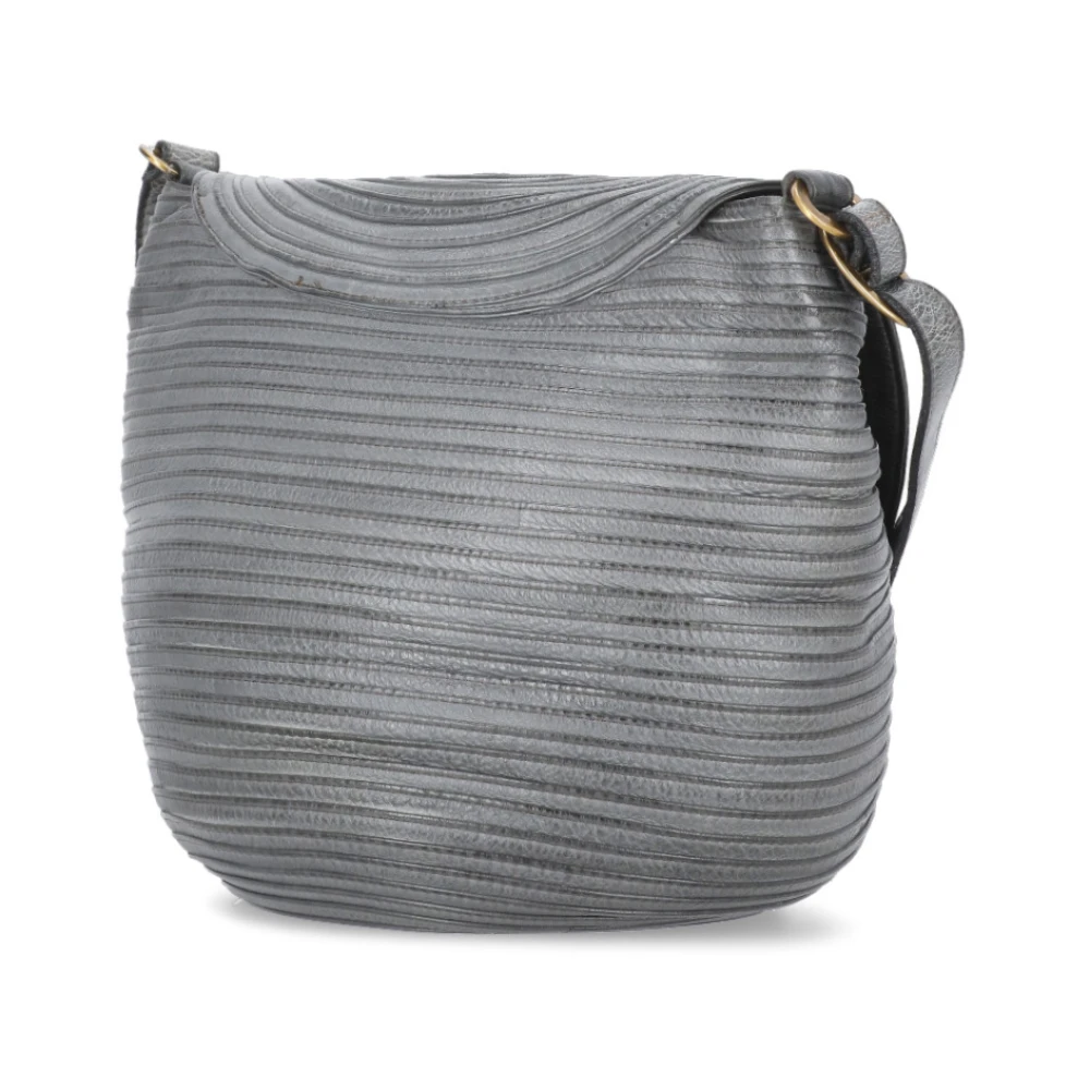 Majo Grijze Leren Schoudertas met Klep Gray Dames