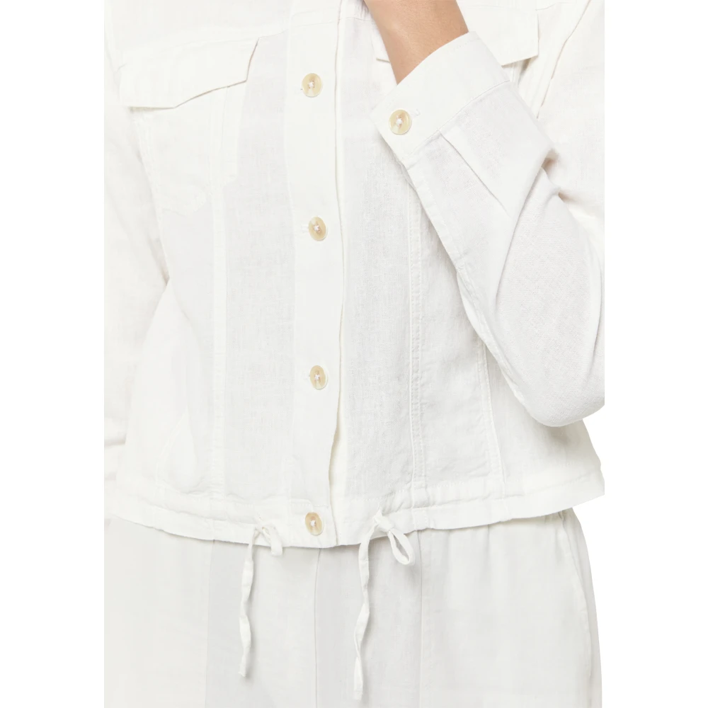 comma Linnen Mix Shirt Jacket White Dames
