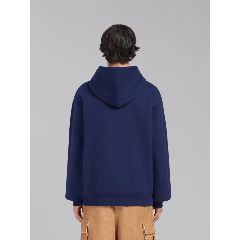 Marni katoenen hoodie met mini print Blue Heren
