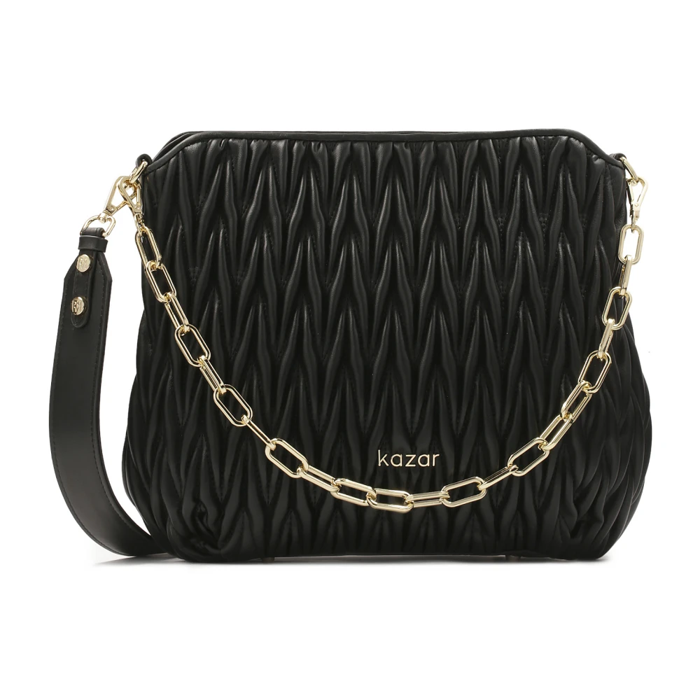 Kazar Gewatteerde zwarte handtas met ketting en afneembare band Black Dames