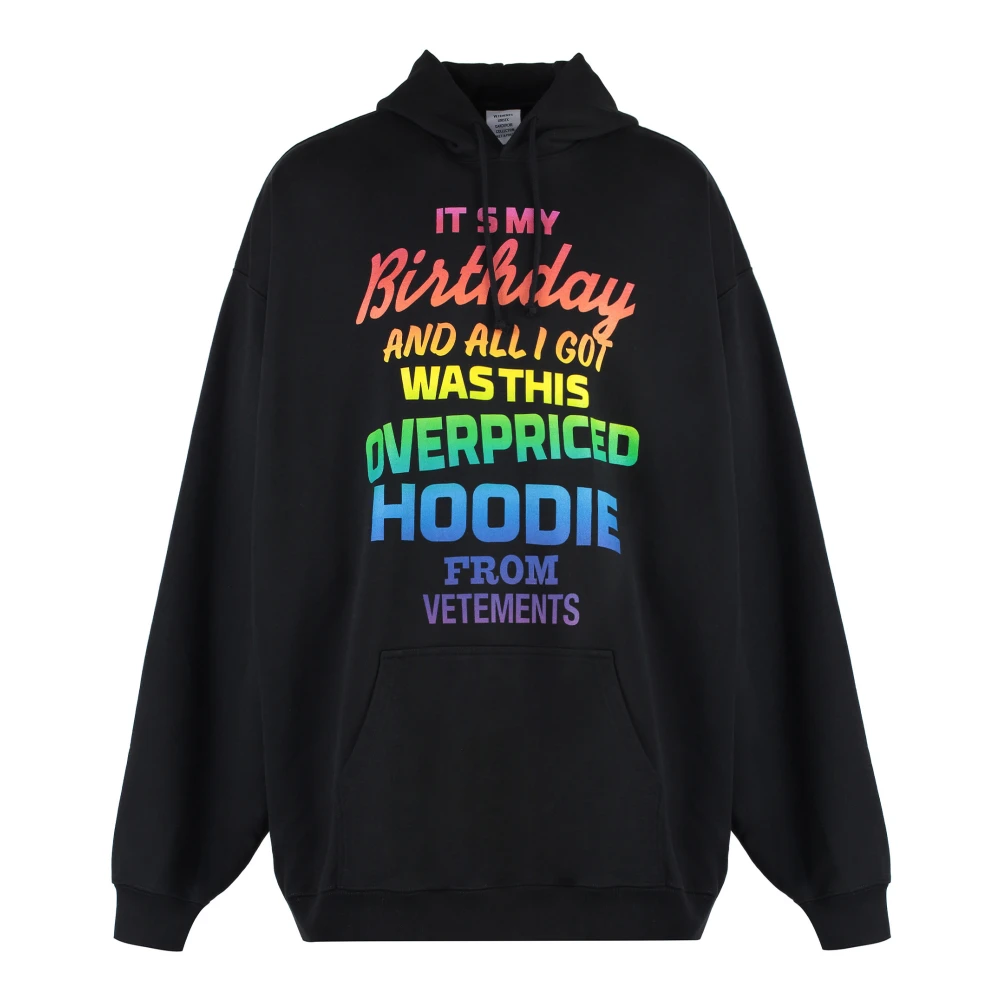 Vetements Gedrukte Unisex Hoodie Black Heren