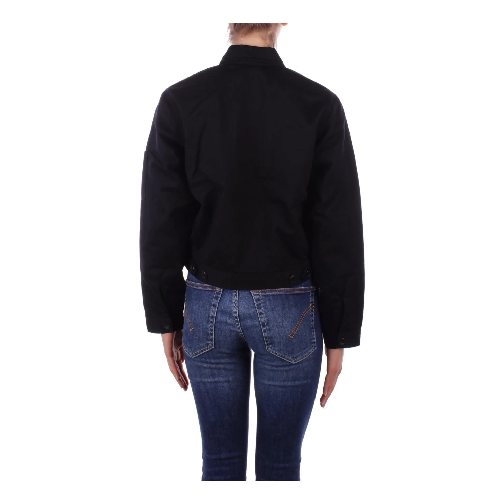 Dickies Zwarte Logo Front Zip Jas Black Dames