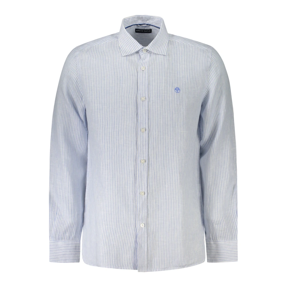 North Sails Men's Blue Casual Shirts, M, Classic Stripe Linen Shirt
