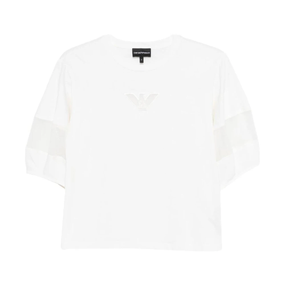 Emporio Armani Mujer Blanco - Camiseta Con Logo Bordado - Tops - S - Camiseta Con Logo Bordado