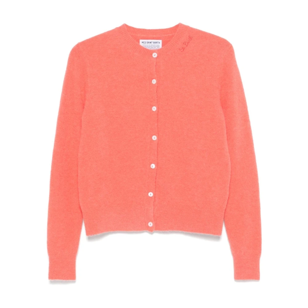 MC2 Saint Barth Koraal Gebreide Trui met Logo Borduursel Pink Dames