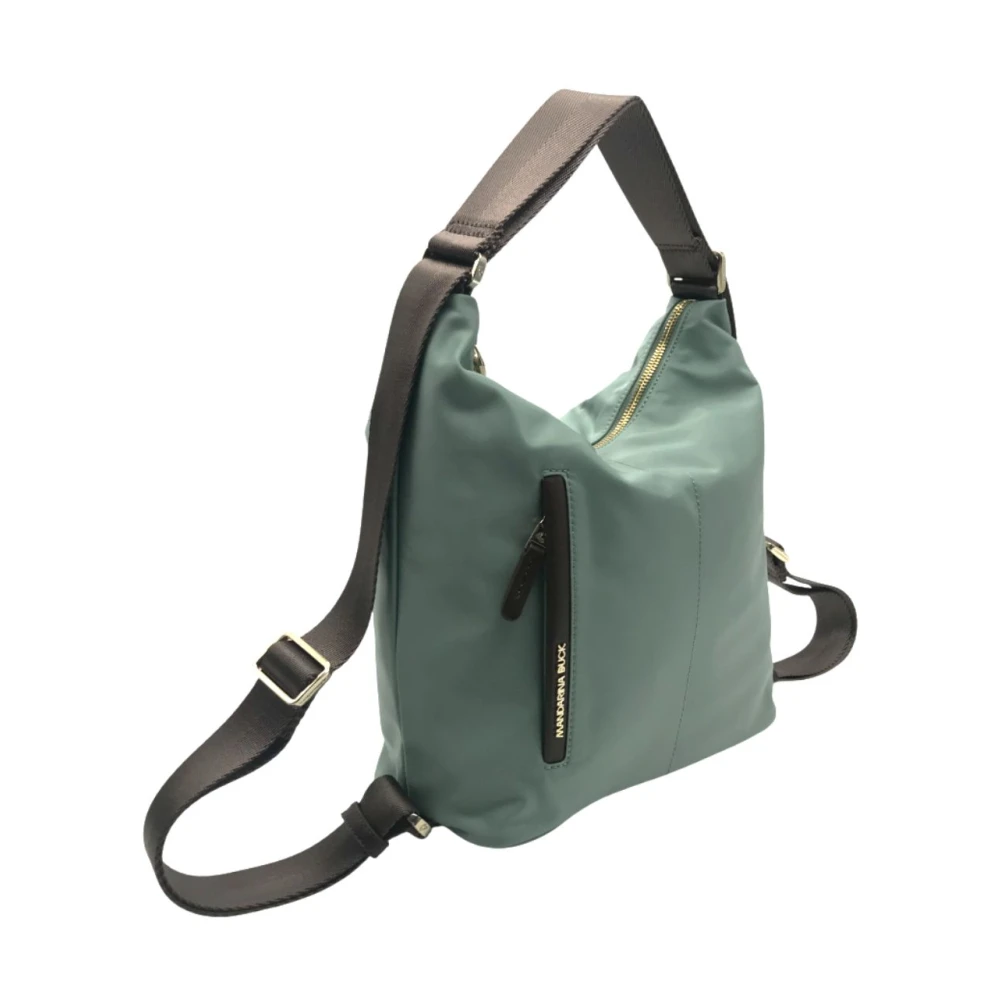 Mandarina Duck Omzetbare Nylon Schoudertas met Eco-lederen Details Green Dames