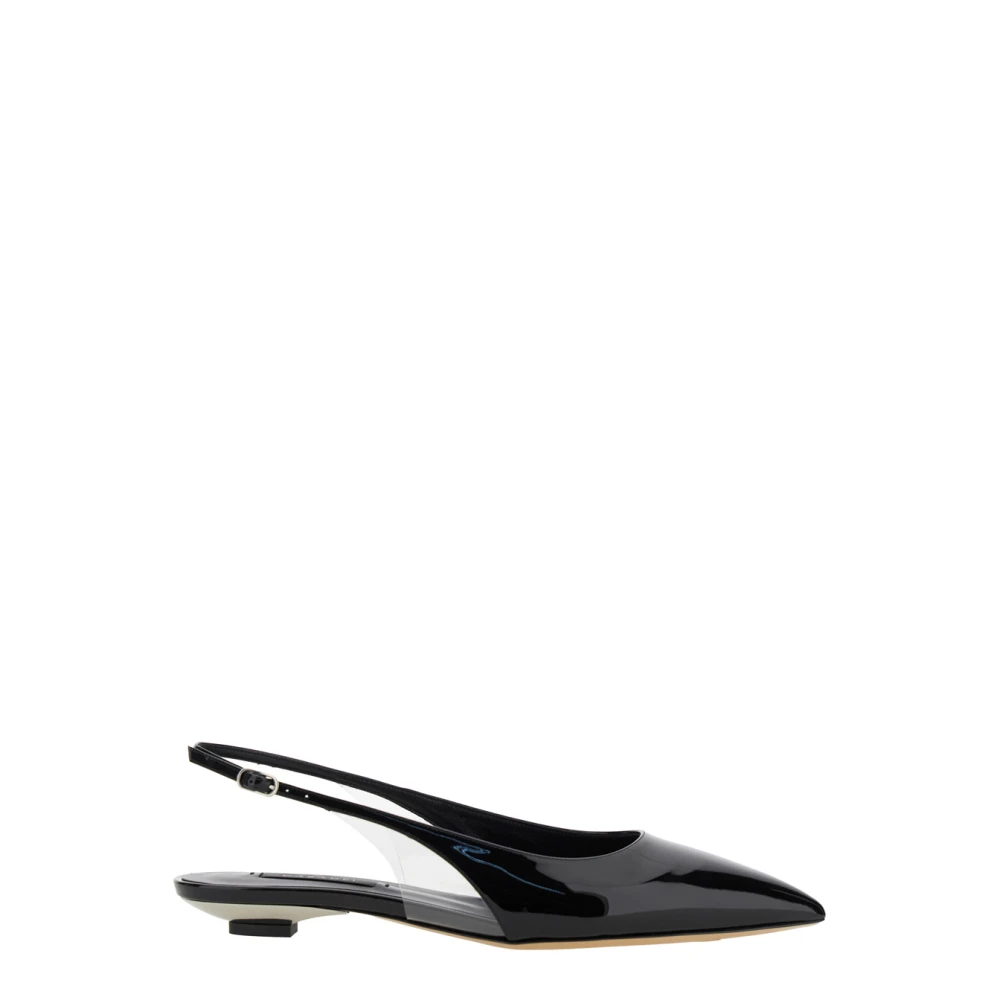 Casadei Zwarte Slingback Balletschoenen Patentleer Black Dames