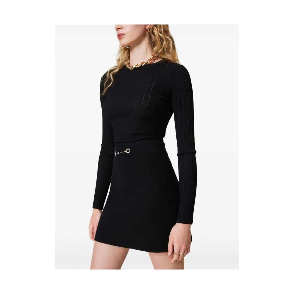 Twinset Zwarte Rhinestone A-Lijn Rok Black Dames