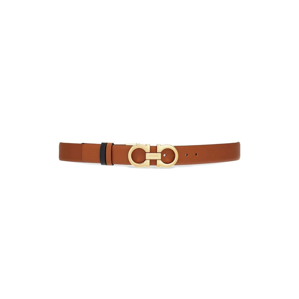 Salvatore Ferragamo Omkeerbare leren riem met Gancini gesp Brown Dames