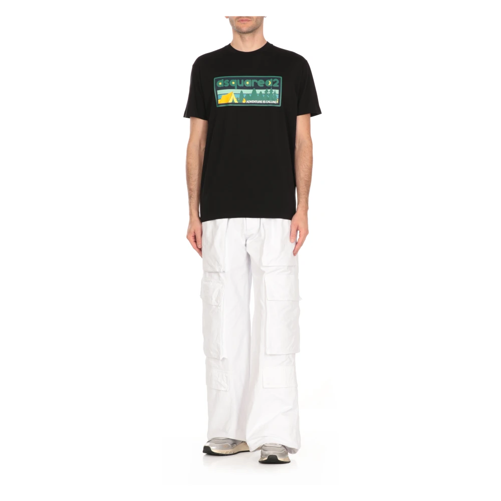 Dsquared2 Zwarte Katoenen T-shirt met Logoprint Black Heren