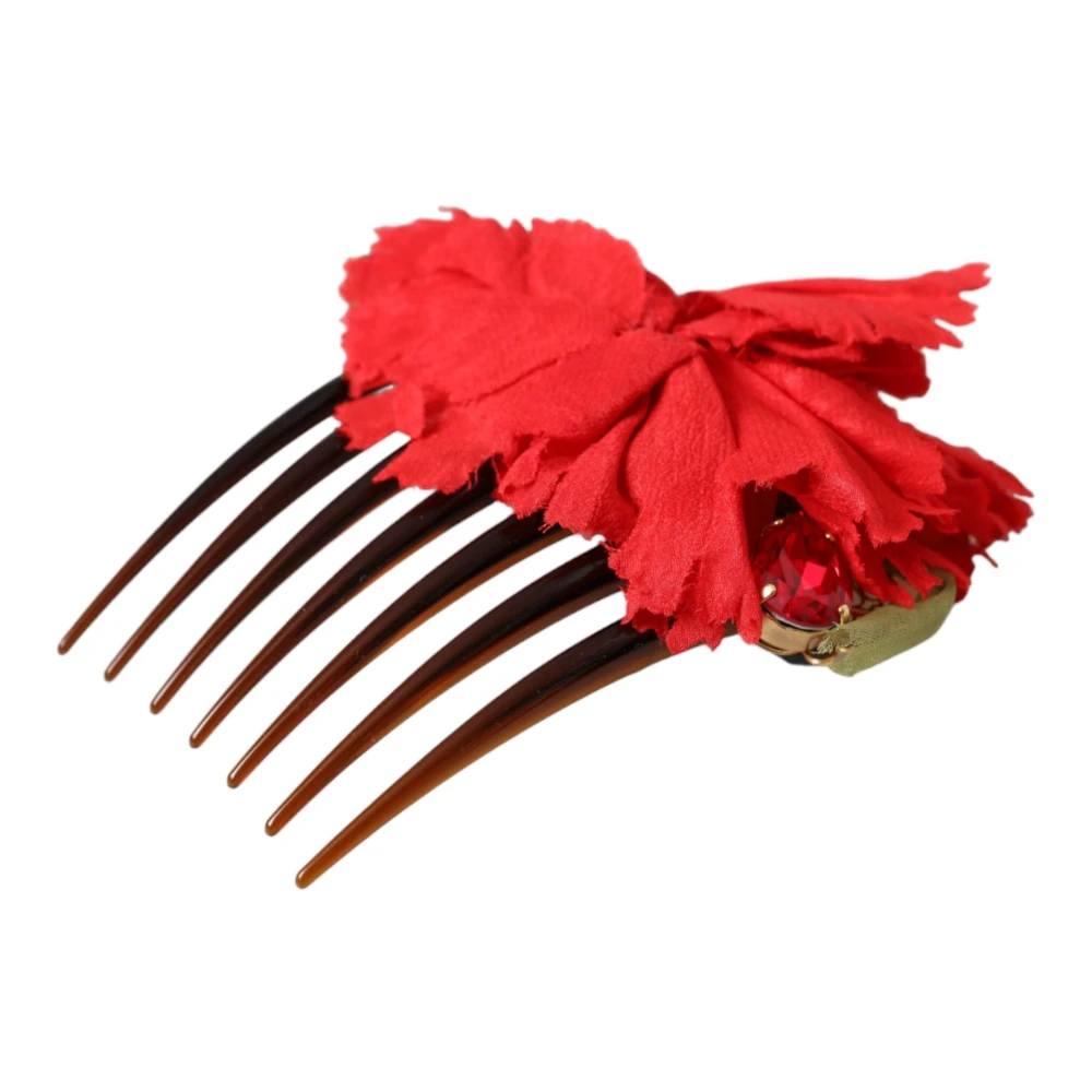 Dolce & Gabbana Bloemen Gouden Haarkam Red Dames