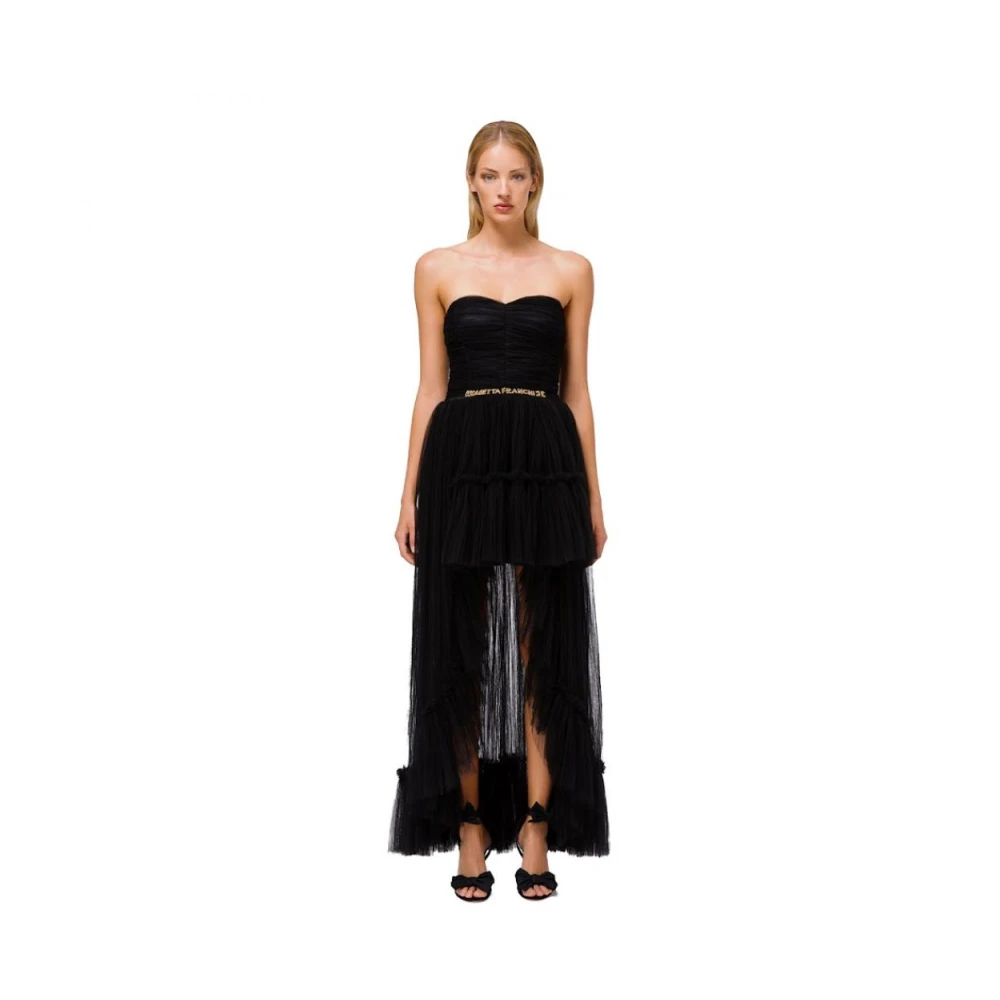 Elisabetta Franchi Elegante Avondjurk Zwart Lange Jurk Black Dames