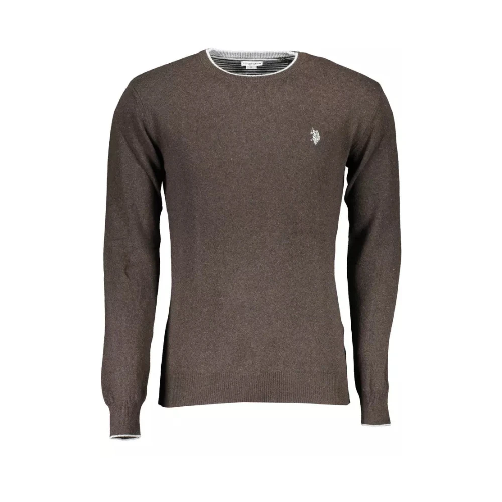 U.s. Polo Assn. Bruine Wollen Trui met Contrasterende Details Brown Heren