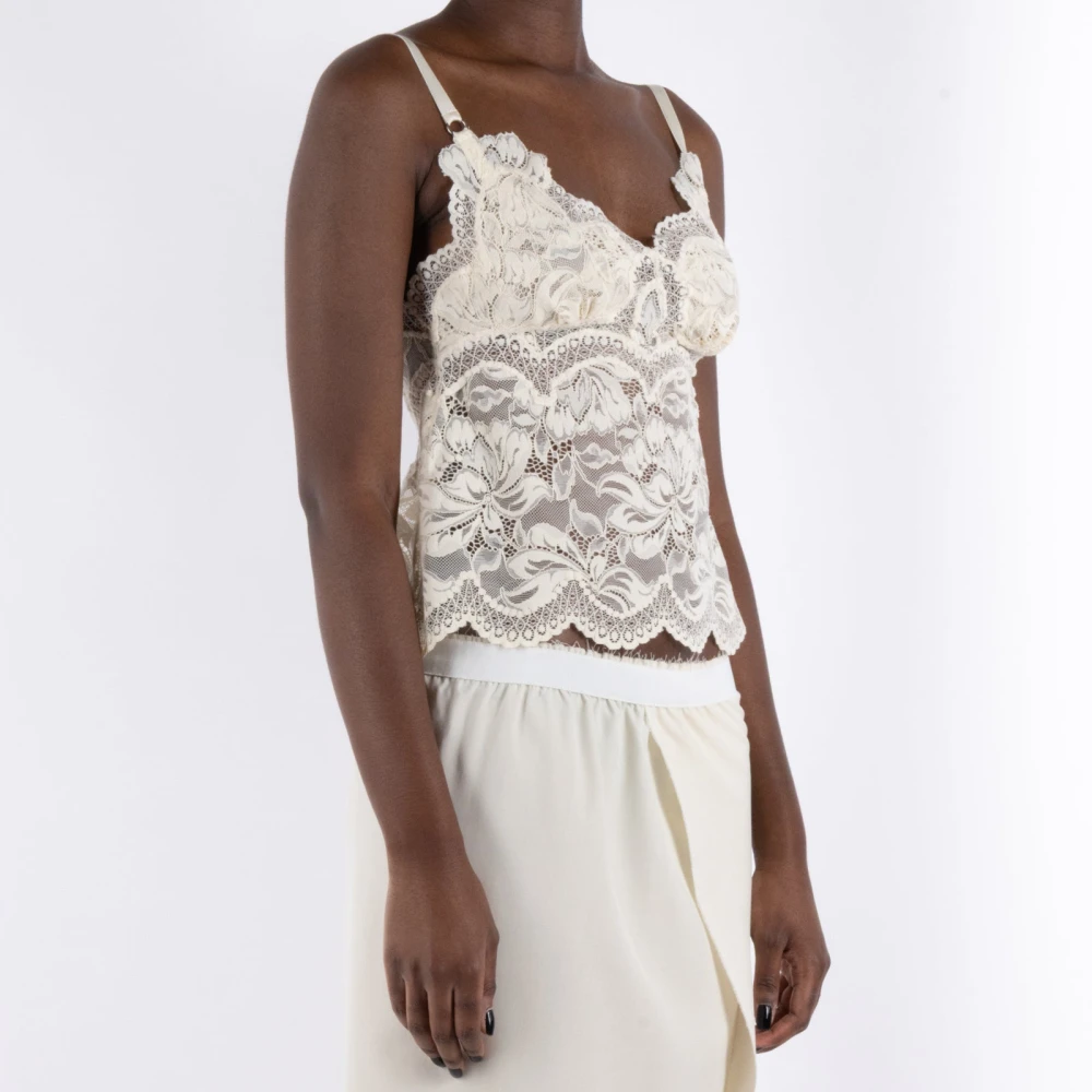 Paco Rabanne Ivoor Kant Top Beige Dames