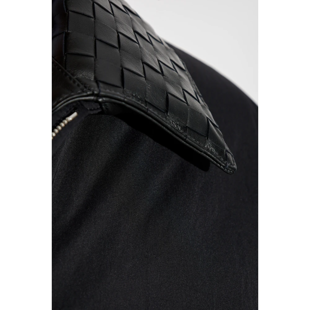 Bottega Veneta Jas met leren kraag Black Heren