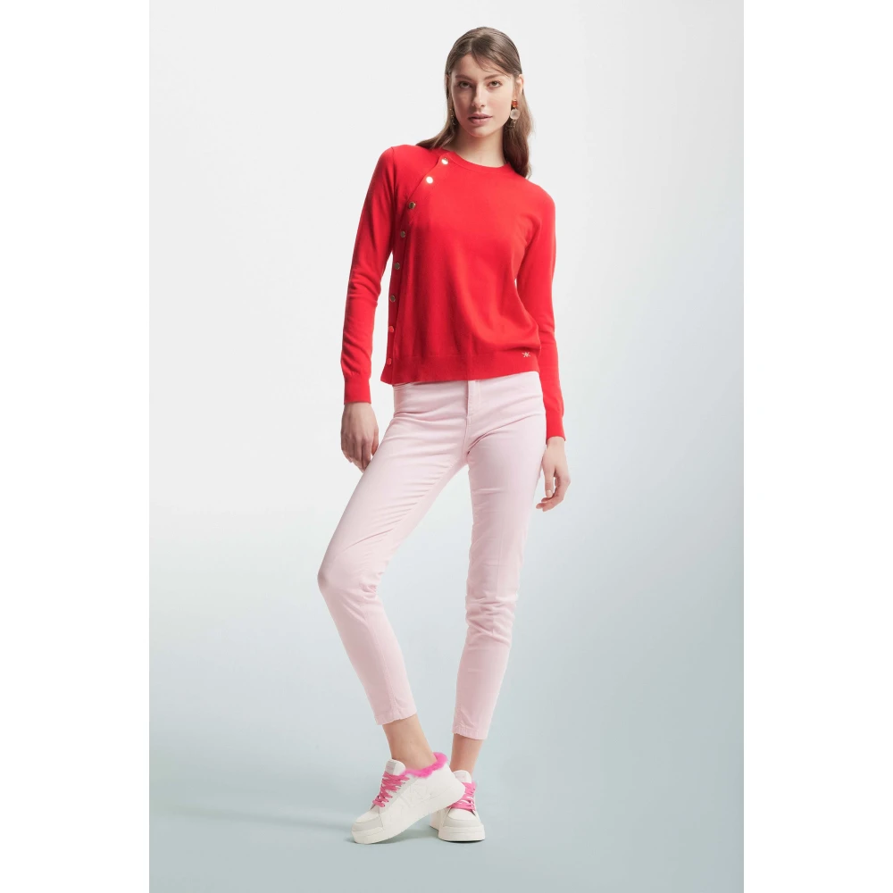 Kocca Zijdelings Geknoopte Viscose Trui Red Dames