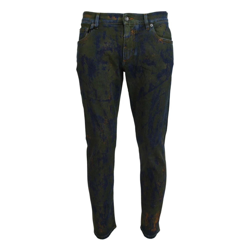 Dolce & Gabbana Men's Green Blue Skinny Cotton Denim Jeans - Slim Fit Jeans - Xl- Jeans