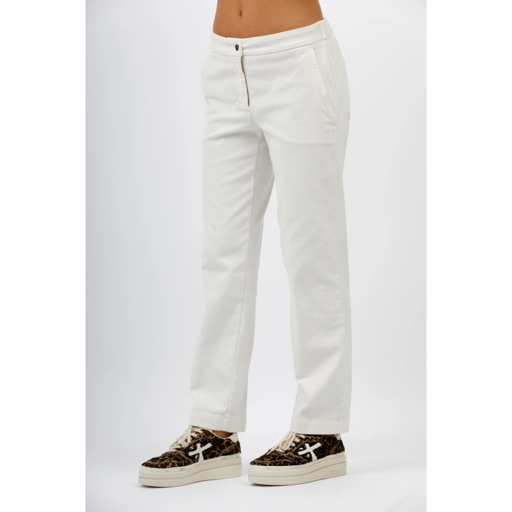 Rosso35 Katoenen Elastische Taillebroek met Achterzakken White Dames