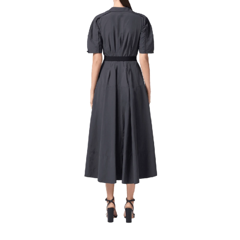 Elisabetta Franchi Grafiet Riemjurk met Flare Gray Dames