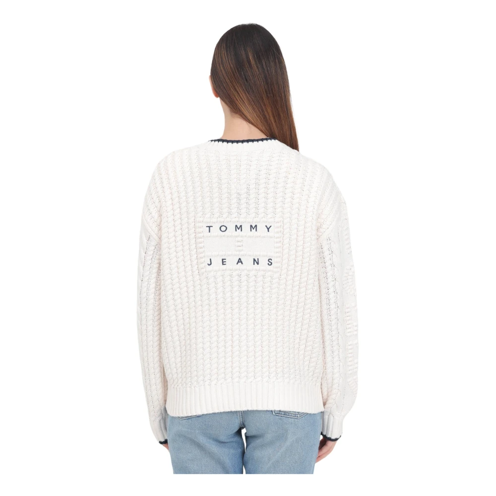 Tommy Jeans Crème vest met logoborduursel White Dames